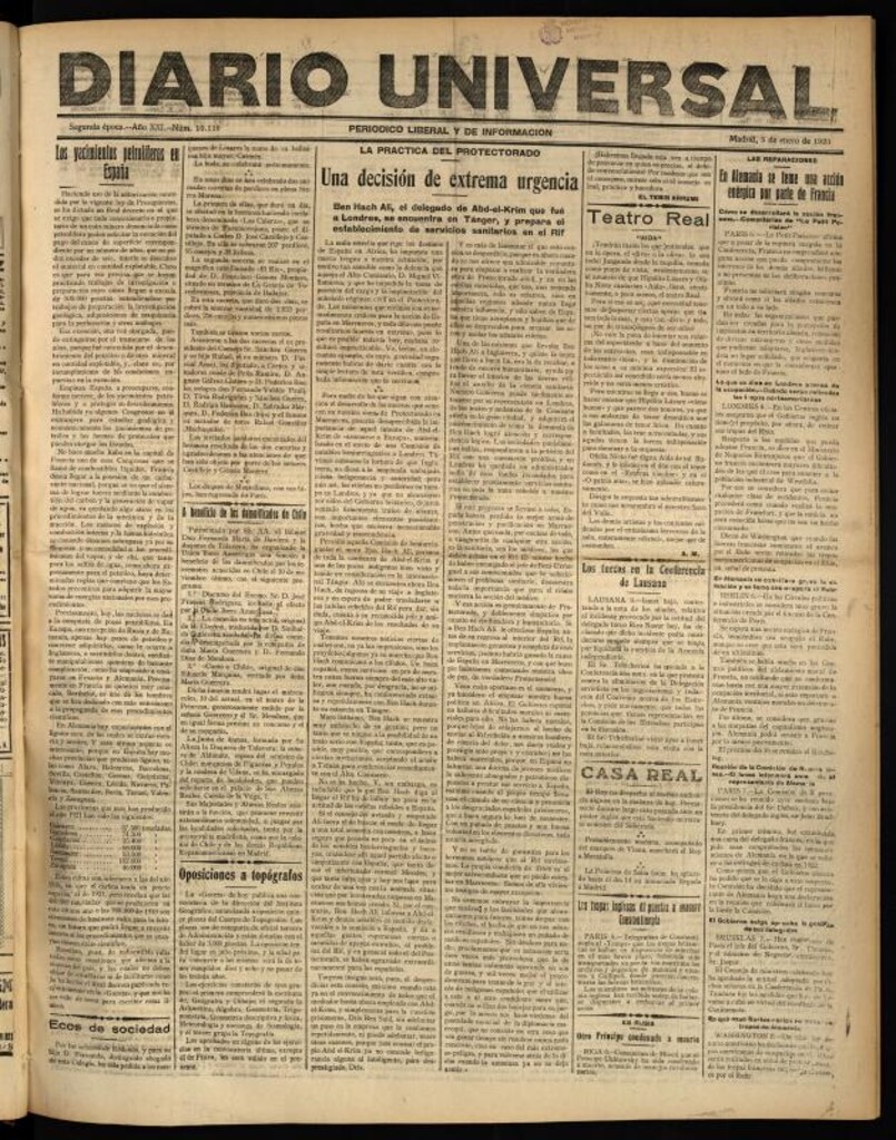 Miniatura de Diario Universal del 8 de enero de 1923