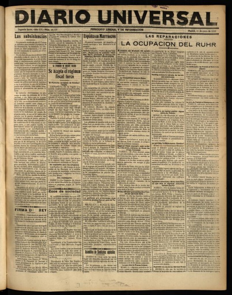 Miniatura de Diario Universal del 11 de enero de 1923