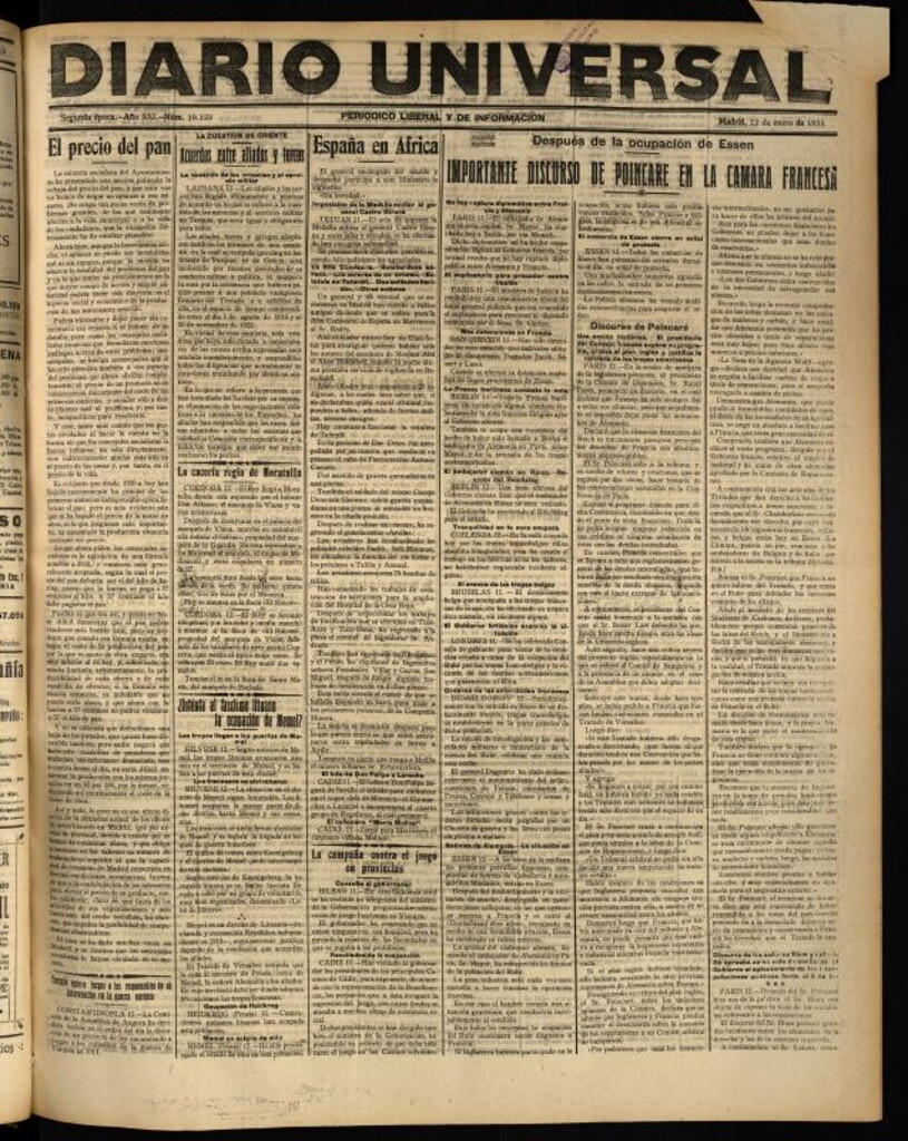 Miniatura de Diario Universal del 12 de enero de 1923