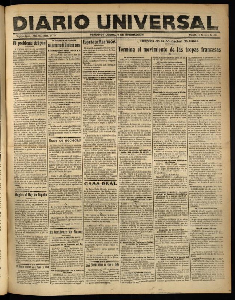 Miniatura de Diario Universal del 13 de enero de 1923