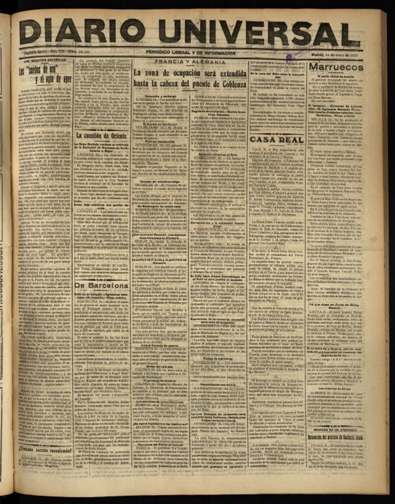 Miniatura de Diario Universal del 24 de enero de 1923