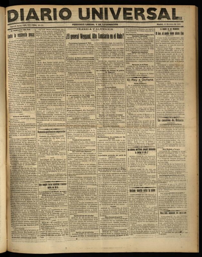 Miniatura de Diario Universal del 25 de enero de 1923