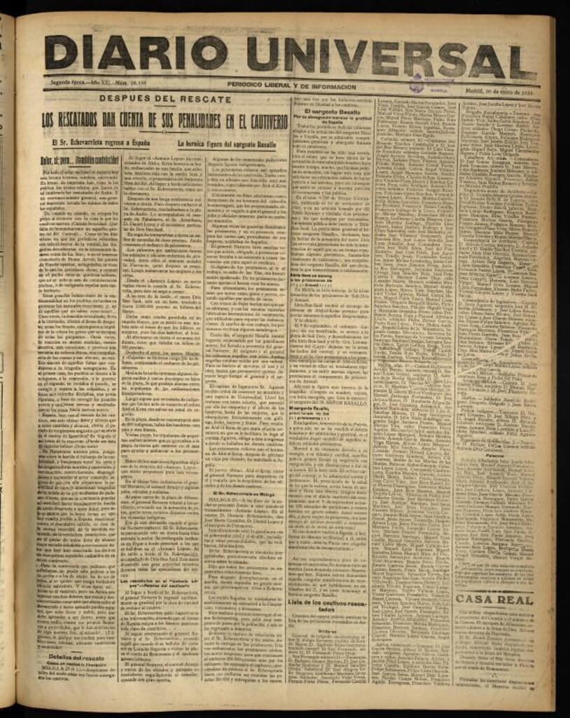 Miniatura de Diario Universal del 30 de enero de 1923