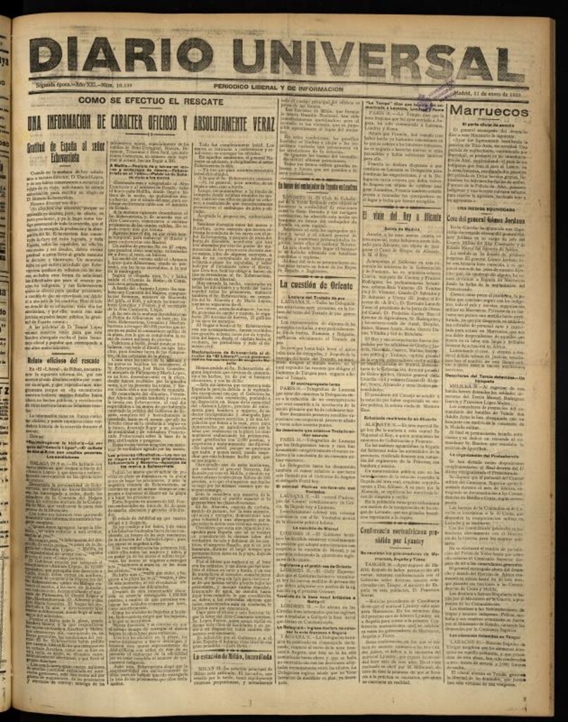 Miniatura de Diario Universal del 31 de enero de 1923