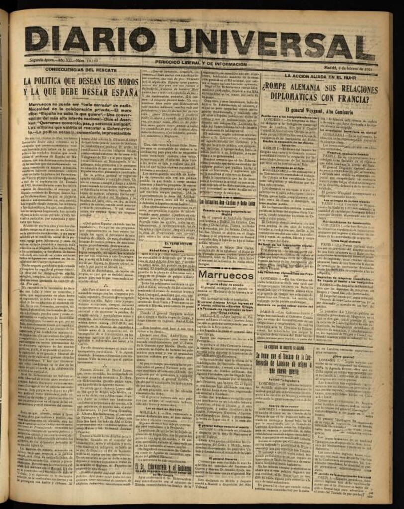 Miniatura de Diario Universal del 1 de febrero de 1923