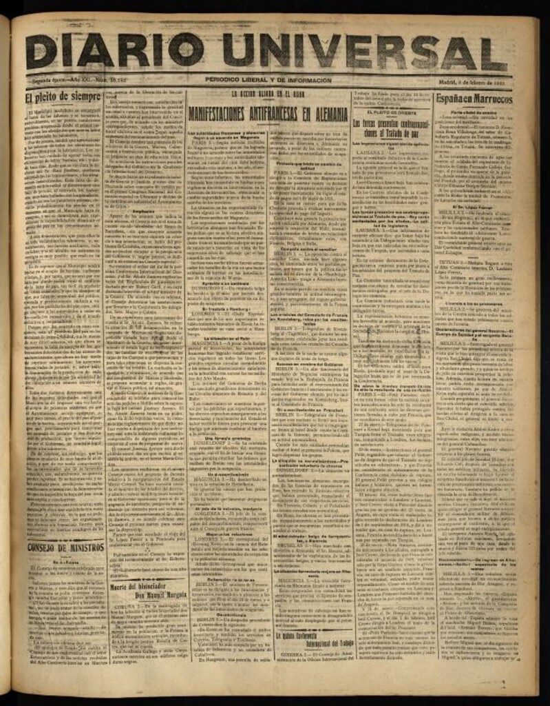 Miniatura de Diario Universal del 3 de febrero de 1923
