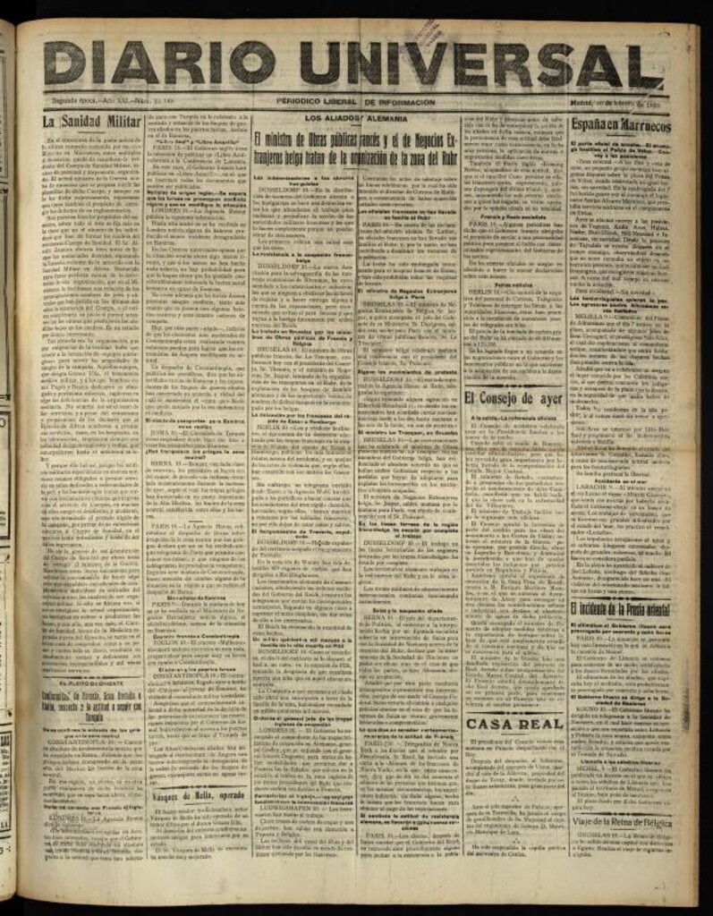 Miniatura de Diario Universal del 10 de febrero de 1923