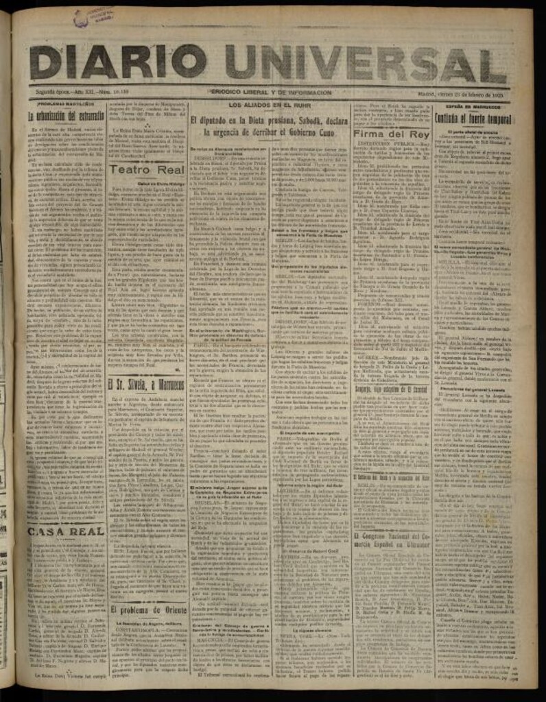Miniatura de Diario Universal del 23 de febrero de 1923