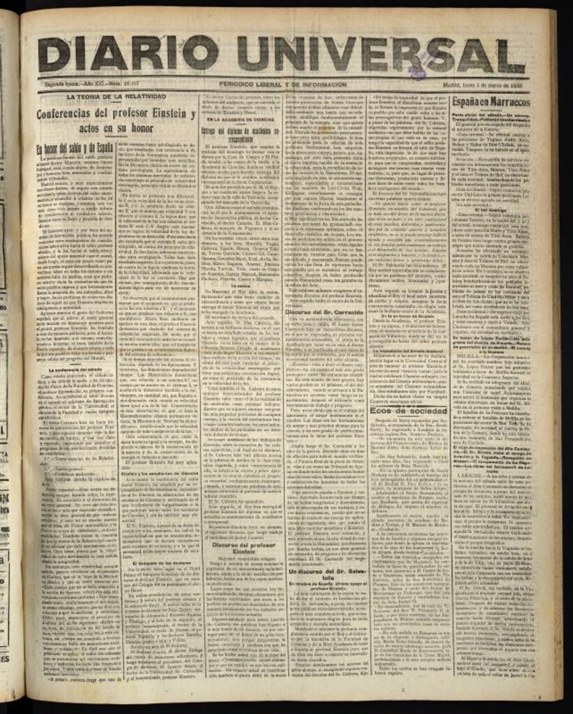 Miniatura de Diario Universal del 5 de marzo de 1923