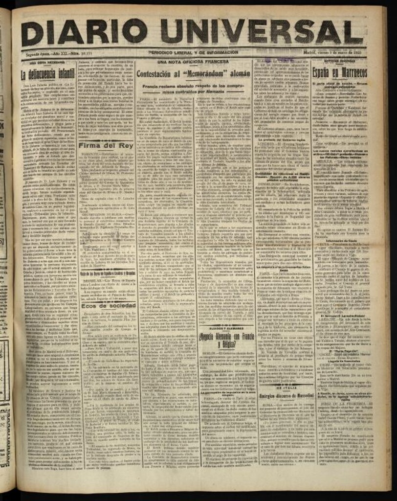 Miniatura de Diario Universal del 9 de marzo de 1923