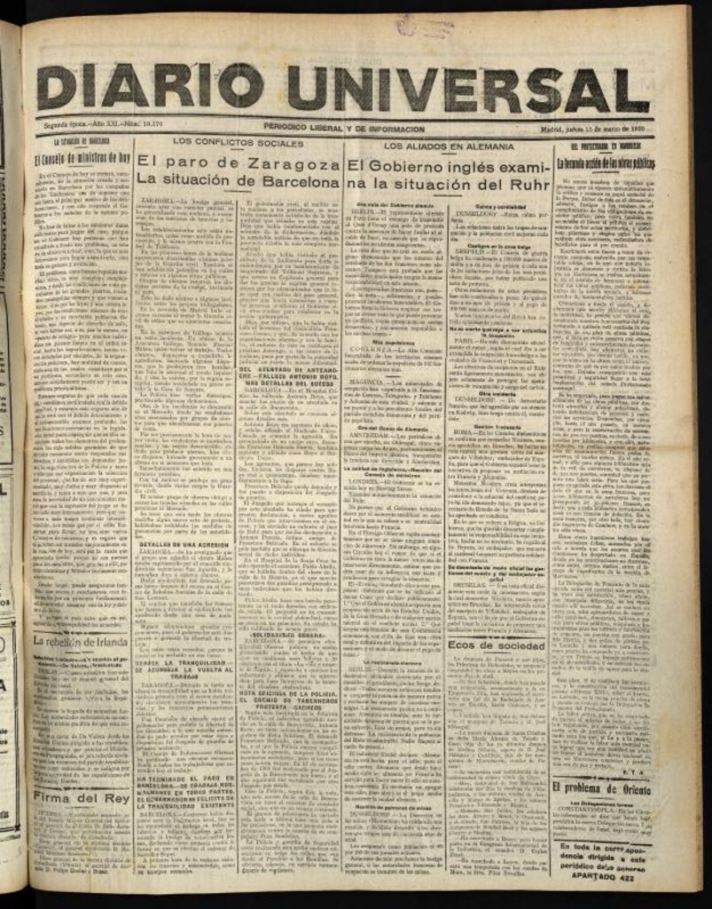 Miniatura de Diario Universal del 15 de marzo de 1923