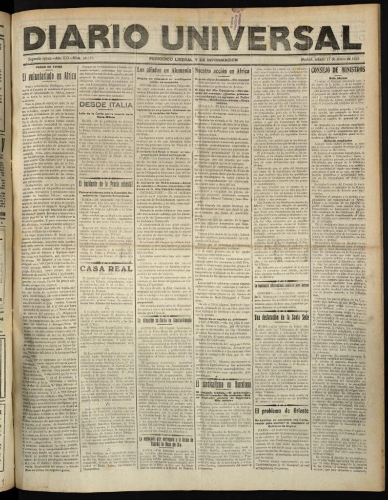 Miniatura de Diario Universal del 17 de marzo de 1923