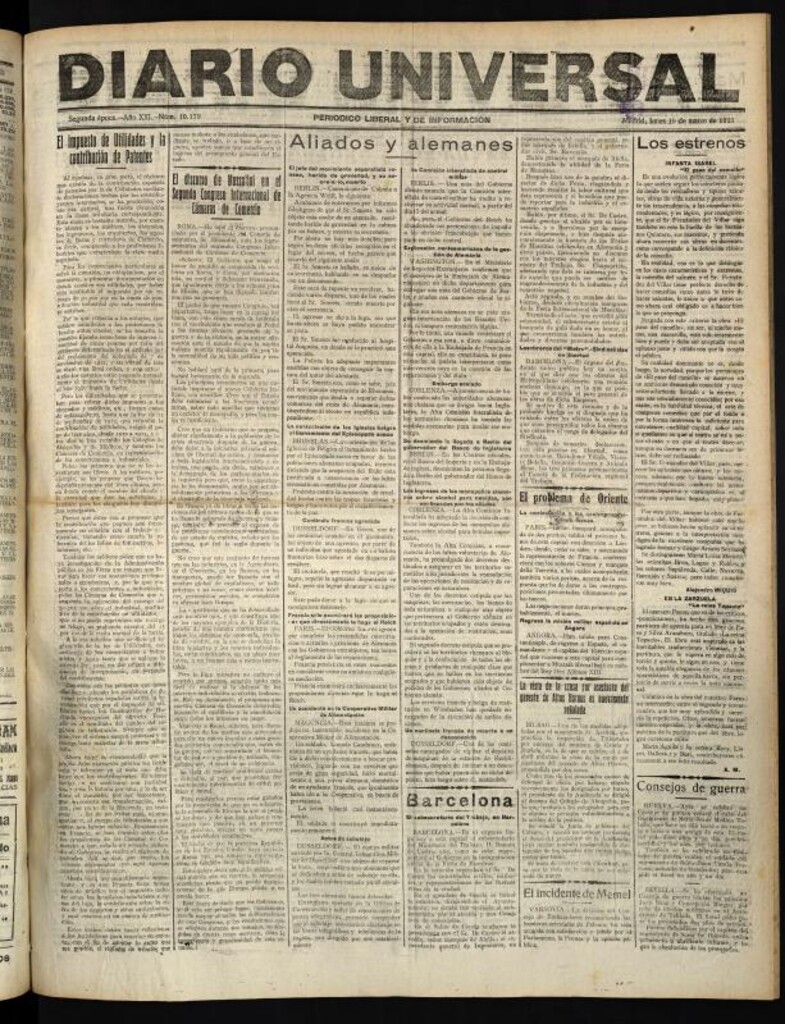 Miniatura de Diario Universal del 19 de marzo de 1923