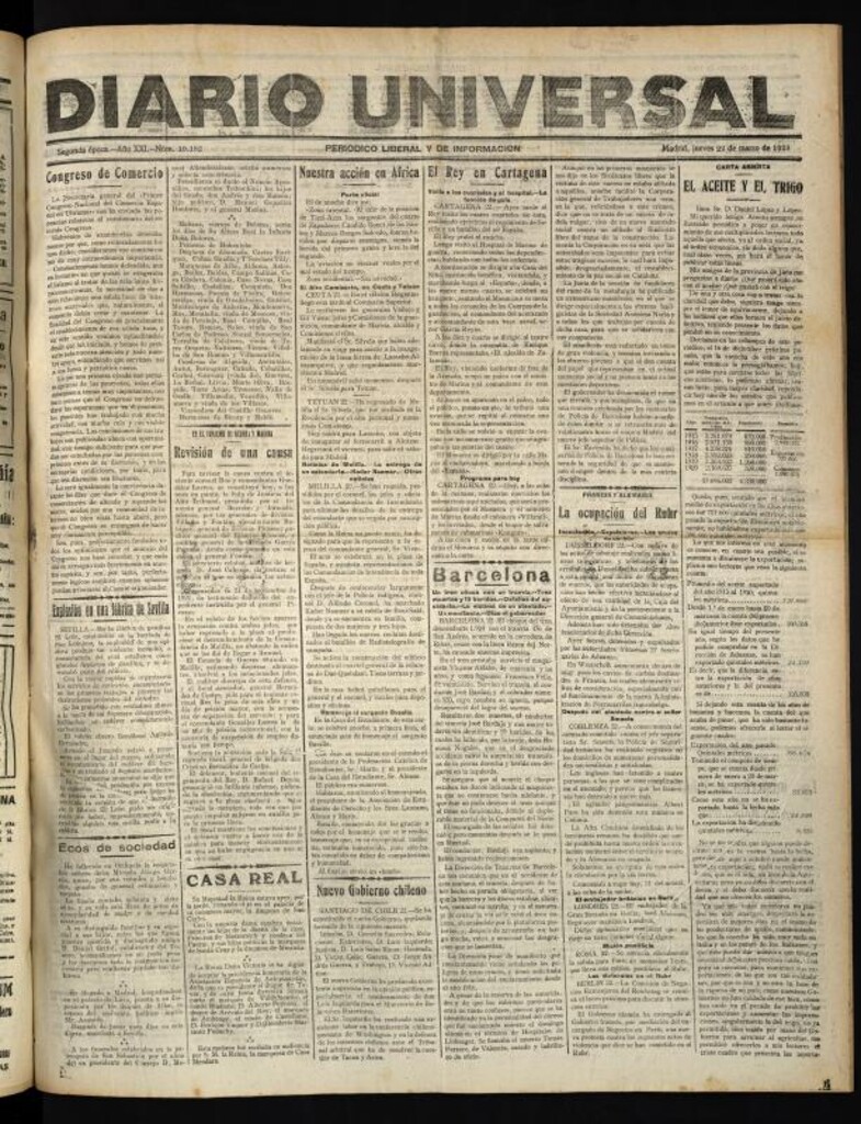 Miniatura de Diario Universal del 22 de marzo de 1923