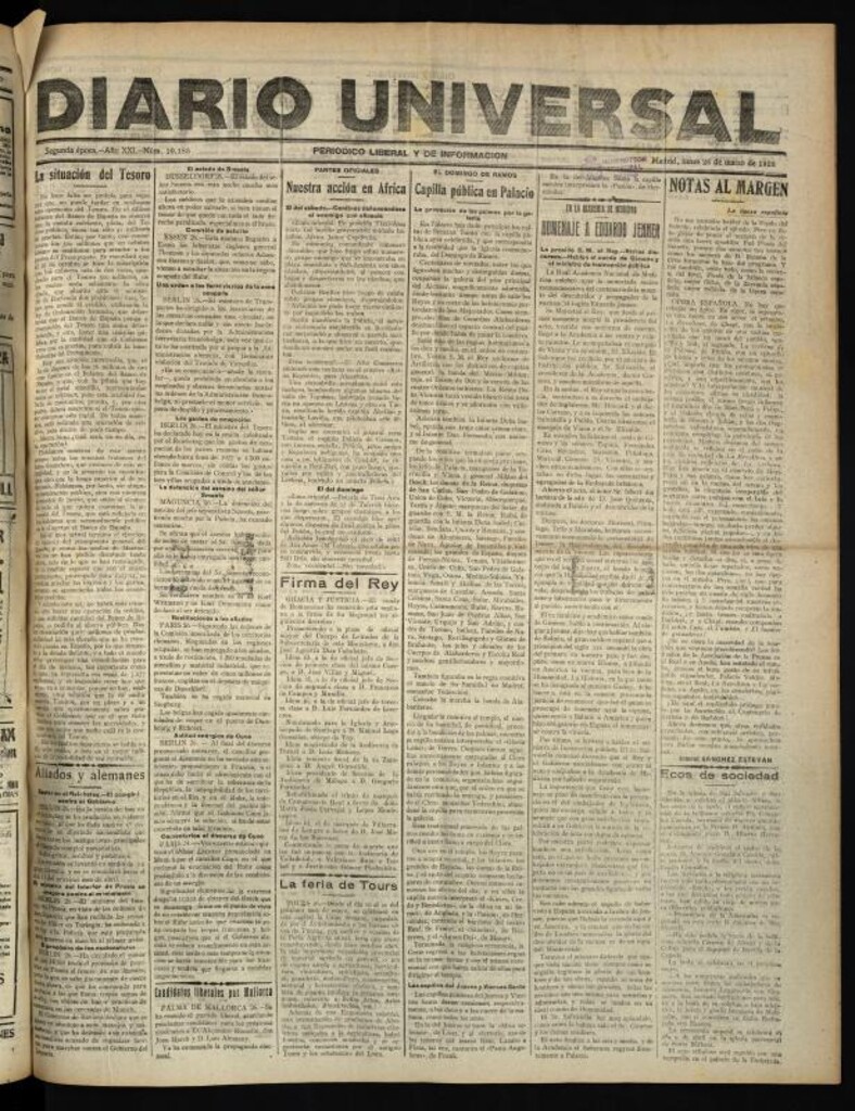 Miniatura de Diario Universal del 26 de marzo de 1923