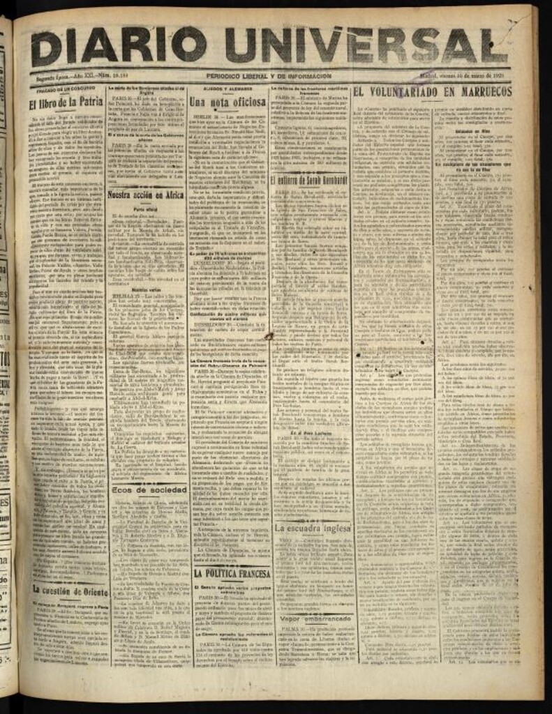 Miniatura de Diario Universal del 30 de marzo de 1923