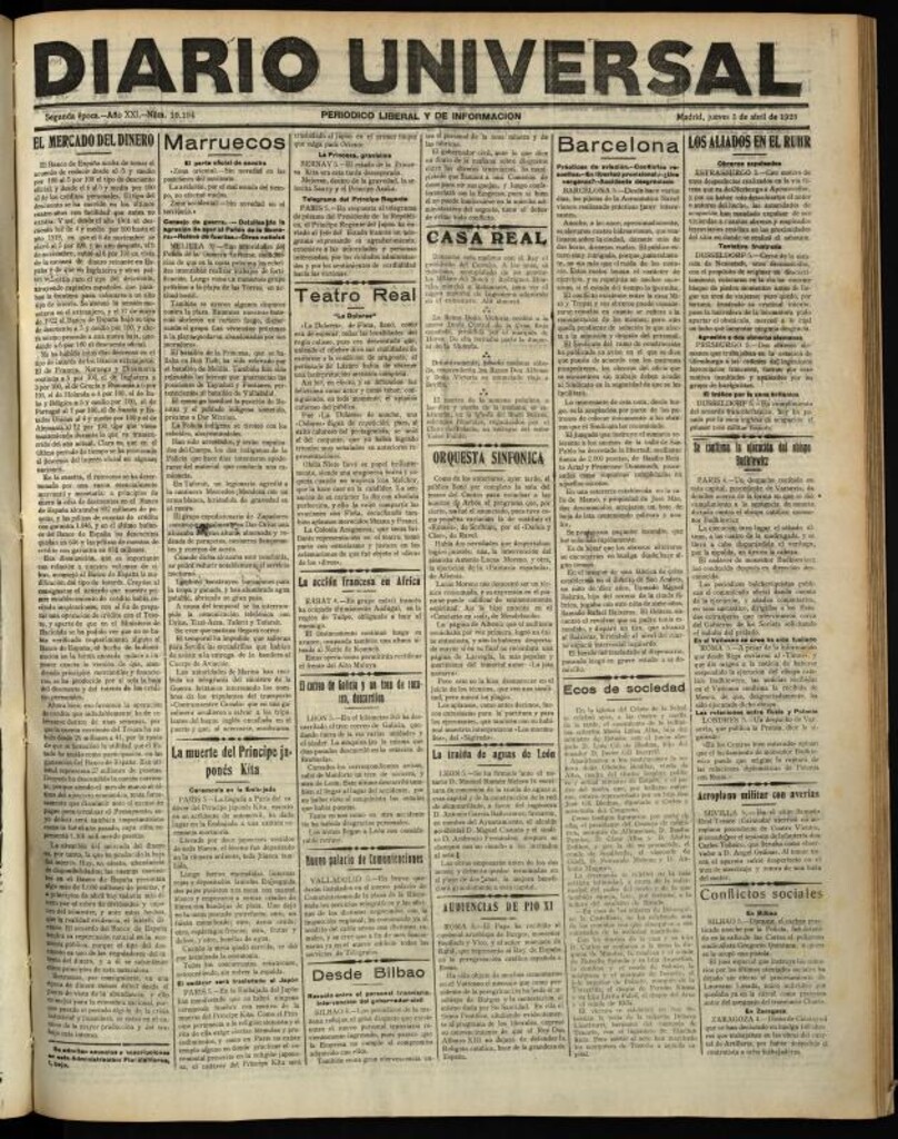 Miniatura de Diario Universal del 5 de abril de 1923