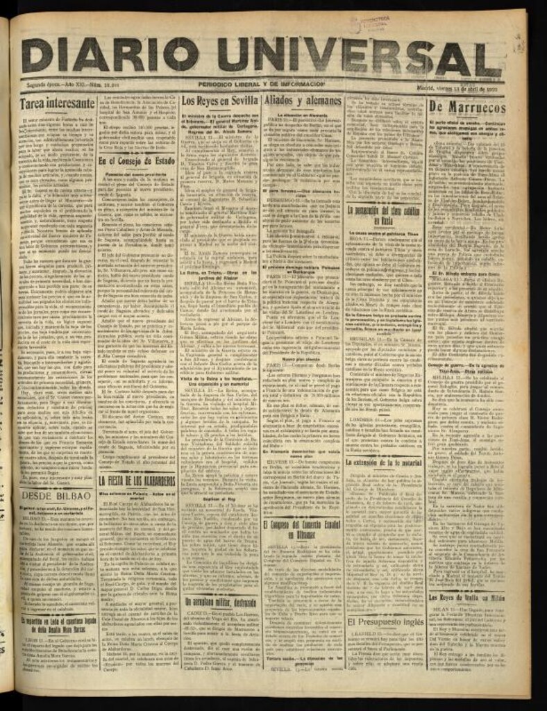 Miniatura de Diario Universal del 13 de abril de 1923