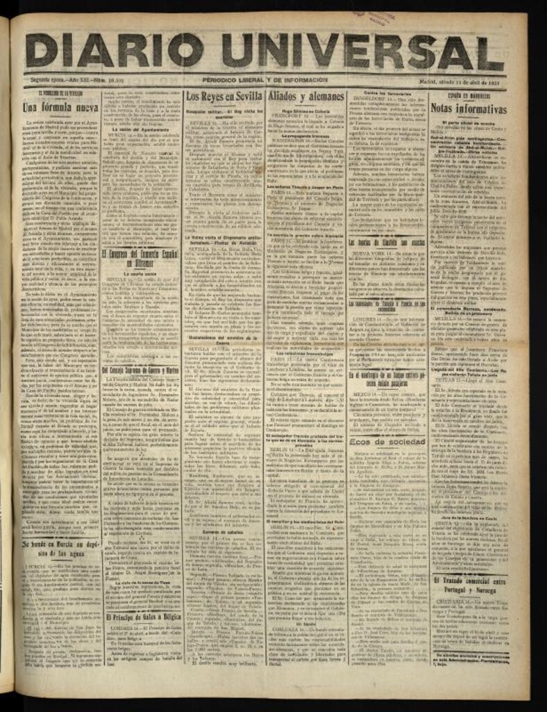Miniatura de Diario Universal del 14 de abril de 1923