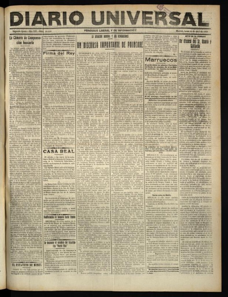 Miniatura de Diario Universal del 16 de abril de 1923