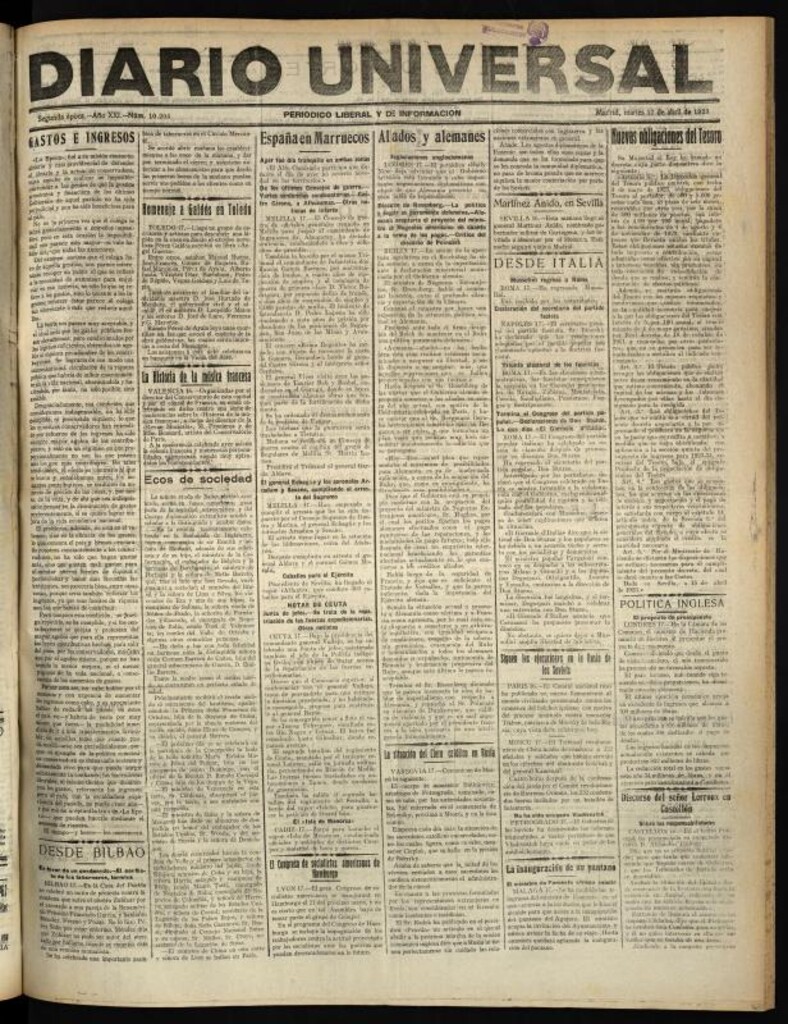 Miniatura de Diario Universal del 17 de abril de 1923