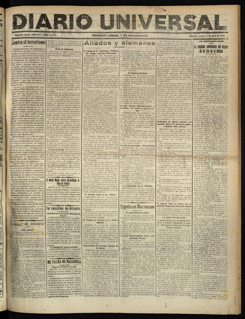 Miniatura de Diario Universal del 19 de abril de 1923