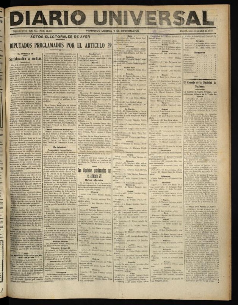 Miniatura de Diario Universal del 23 de abril de 1923