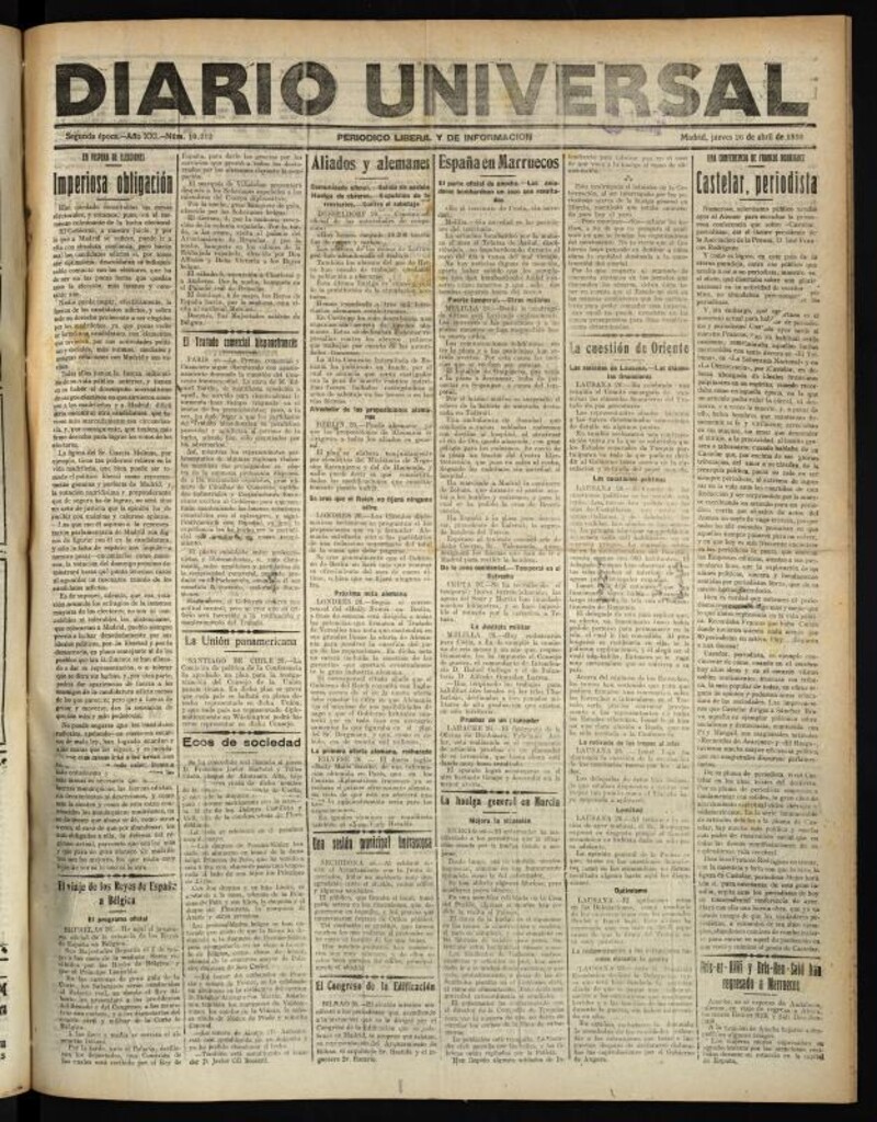 Miniatura de Diario Universal del 26 de abril de 1923