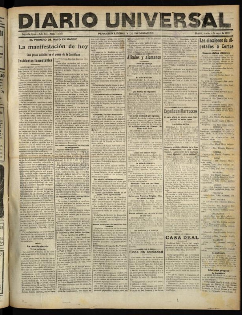 Miniatura de Diario Universal del 1 de mayo de 1923