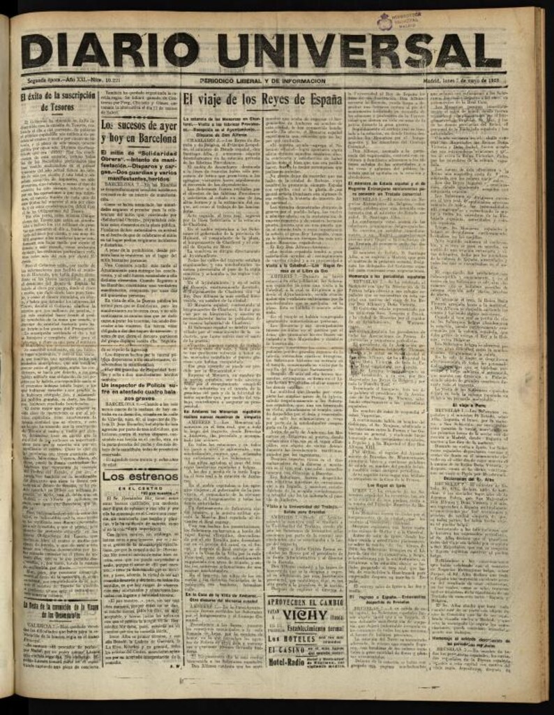 Miniatura de Diario Universal del 7 de mayo de 1923