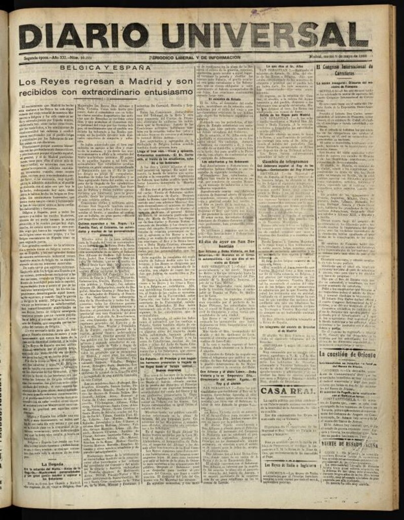Miniatura de Diario Universal del 8 de mayo de 1923