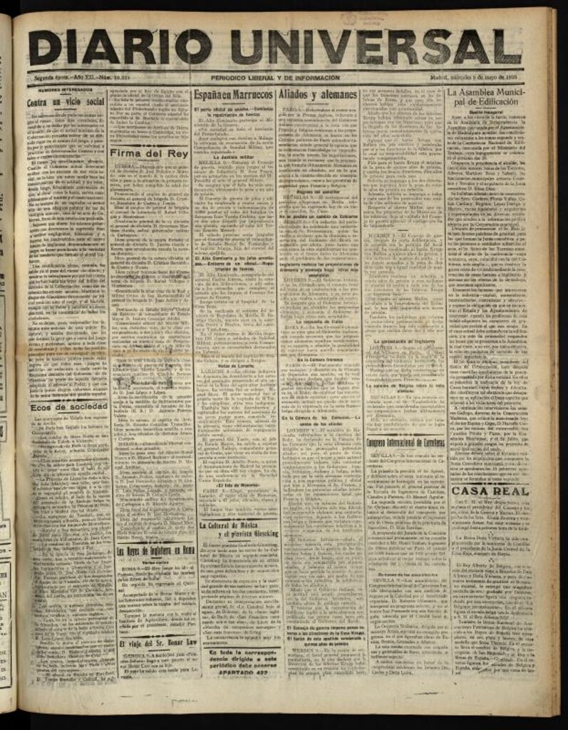 Miniatura de Diario Universal del 9 de mayo de 1923