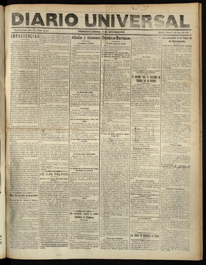 Miniatura de Diario Universal del 11 de mayo de 1923