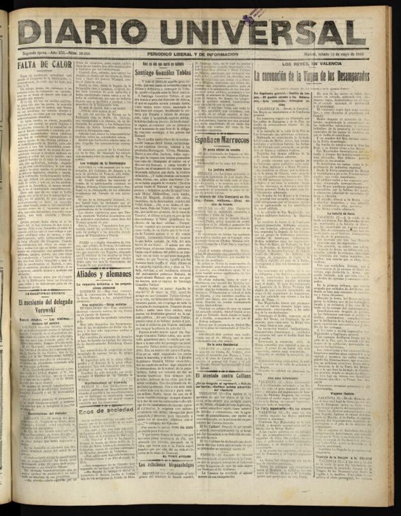 Miniatura de Diario Universal del 12 de mayo de 1923