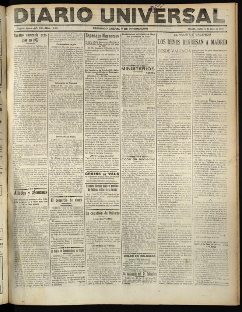 Miniatura de Diario Universal del 15 de mayo de 1923