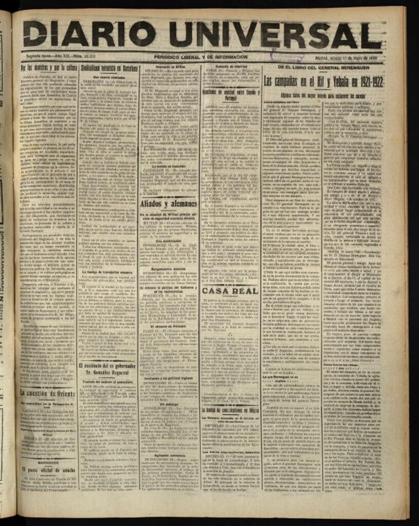 Miniatura de Diario Universal del 19 de mayo de 1923