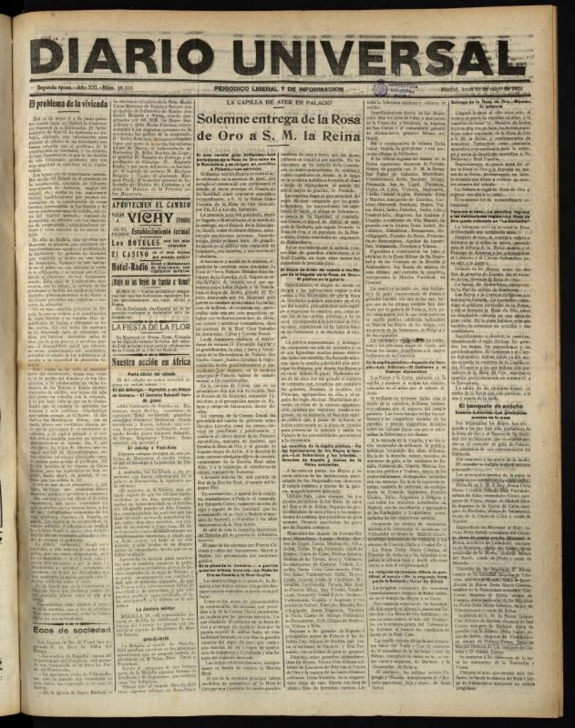 Miniatura de Diario Universal del 21 de mayo de 1923