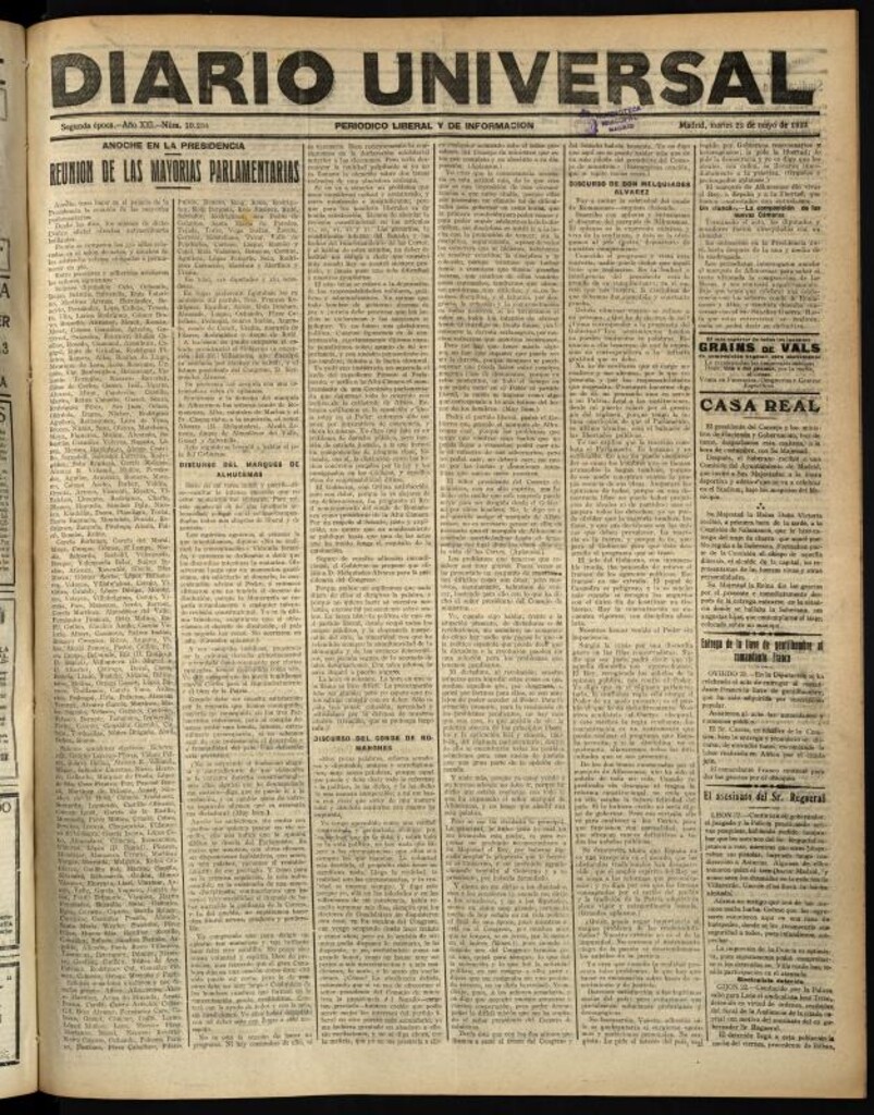 Miniatura de Diario Universal del 22 de mayo de 1923