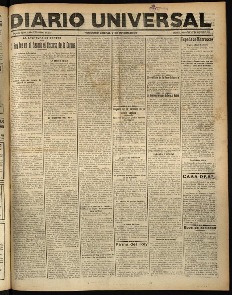 Miniatura de Diario Universal del 23 de mayo de 1923