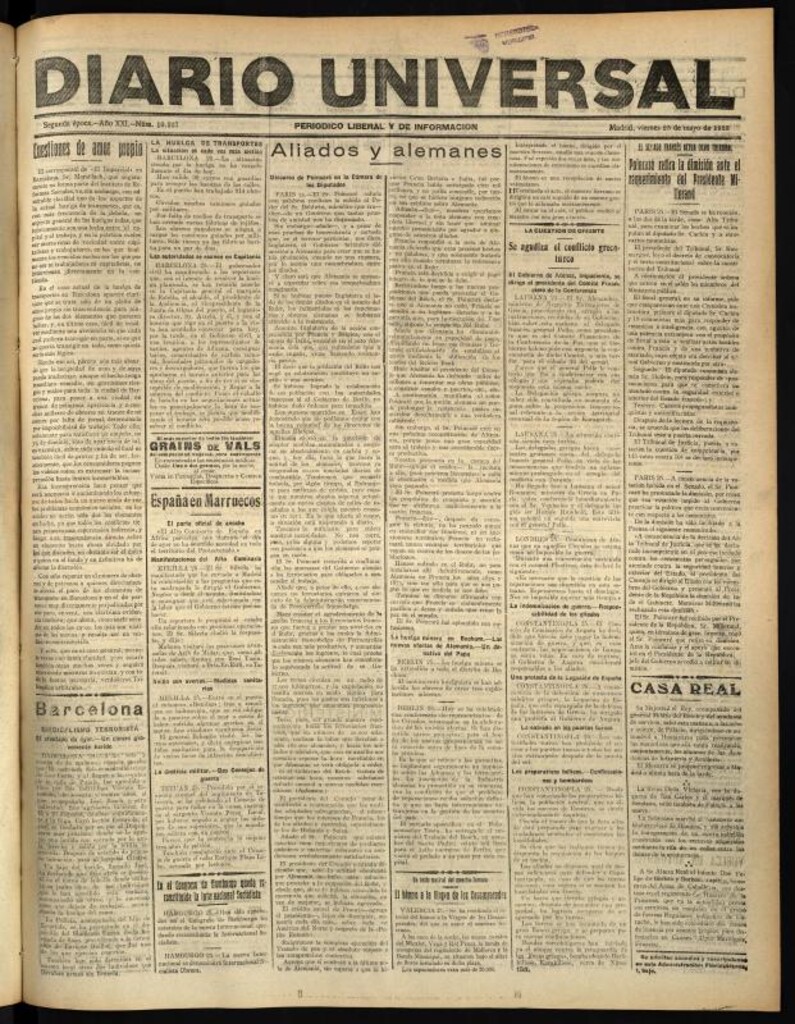 Miniatura de Diario Universal del 25 de mayo de 1923