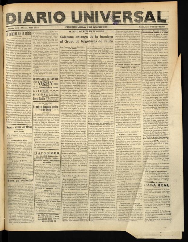 Miniatura de Diario Universal del 28 de mayo de 1923