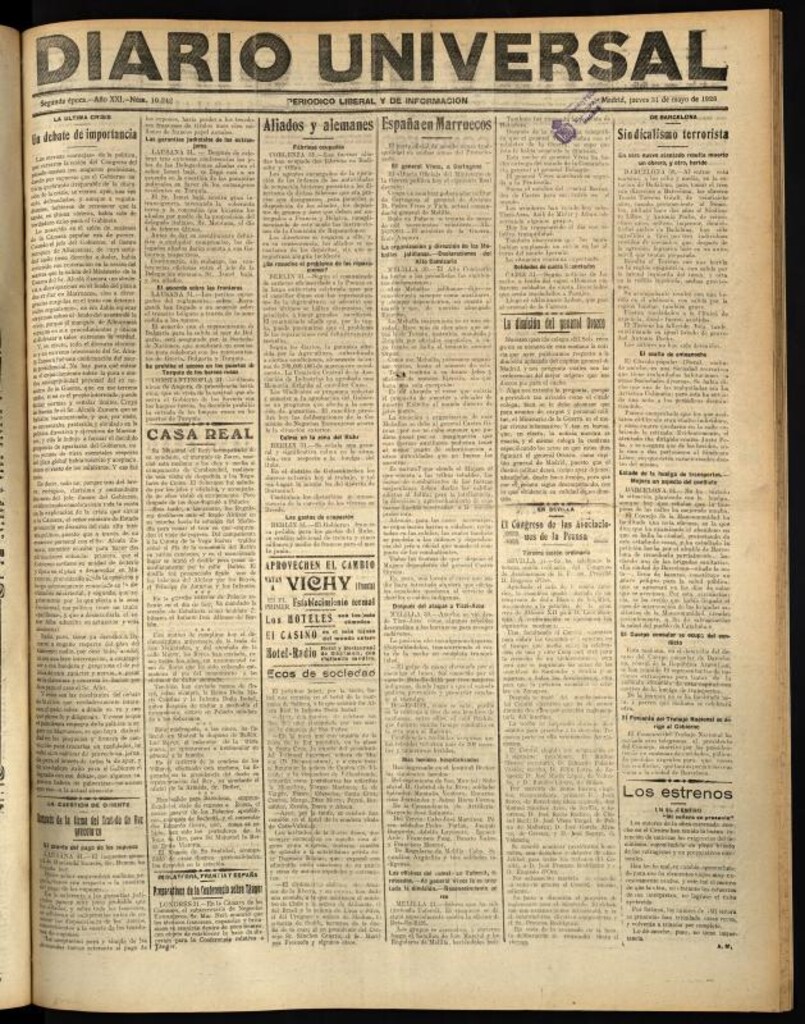 Miniatura de Diario Universal del 31 de mayo de 1923