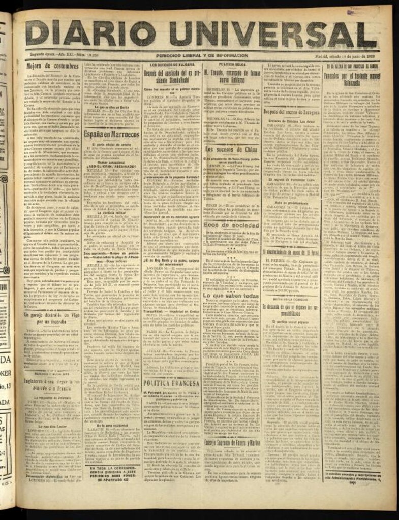 Miniatura de Diario Universal del 16 de junio de 1923