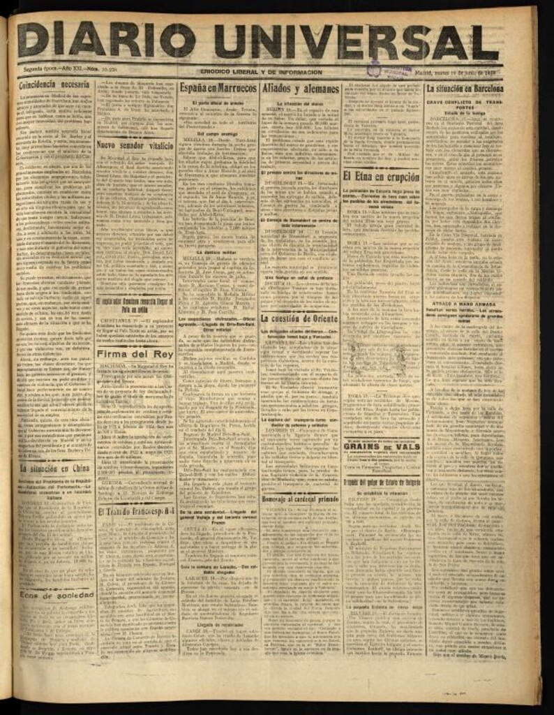 Miniatura de Diario Universal del 19 de junio de 1923