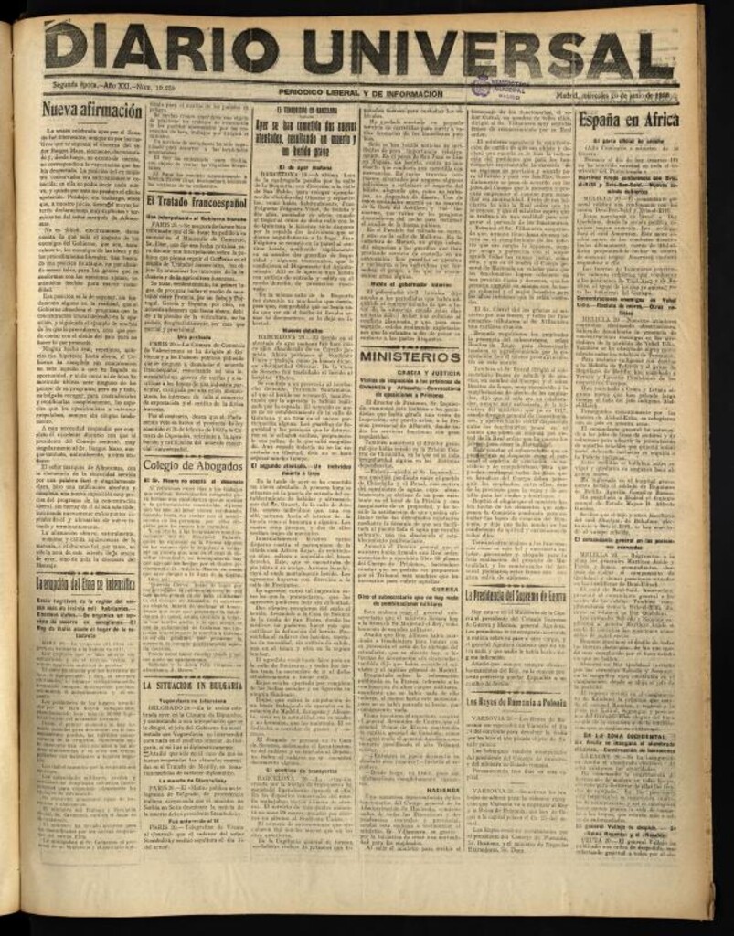 Miniatura de Diario Universal del 20 de junio de 1923