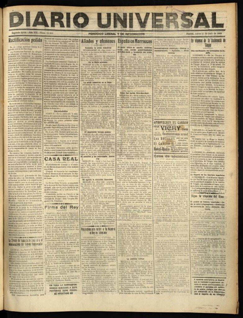 Miniatura de Diario Universal del 21 de junio de 1923