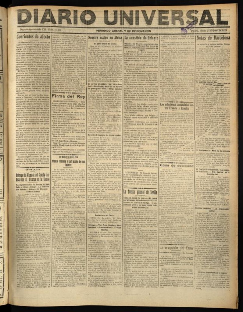 Miniatura de Diario Universal del 23 de junio de 1923