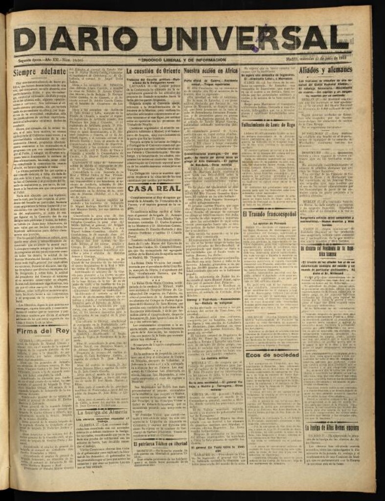 Miniatura de Diario Universal del 27 de junio de 1923