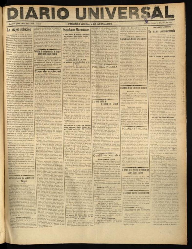 Miniatura de Diario Universal del 29 de junio de 1923