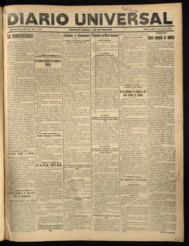 Miniatura de Diario Universal del 30 de junio de 1923
